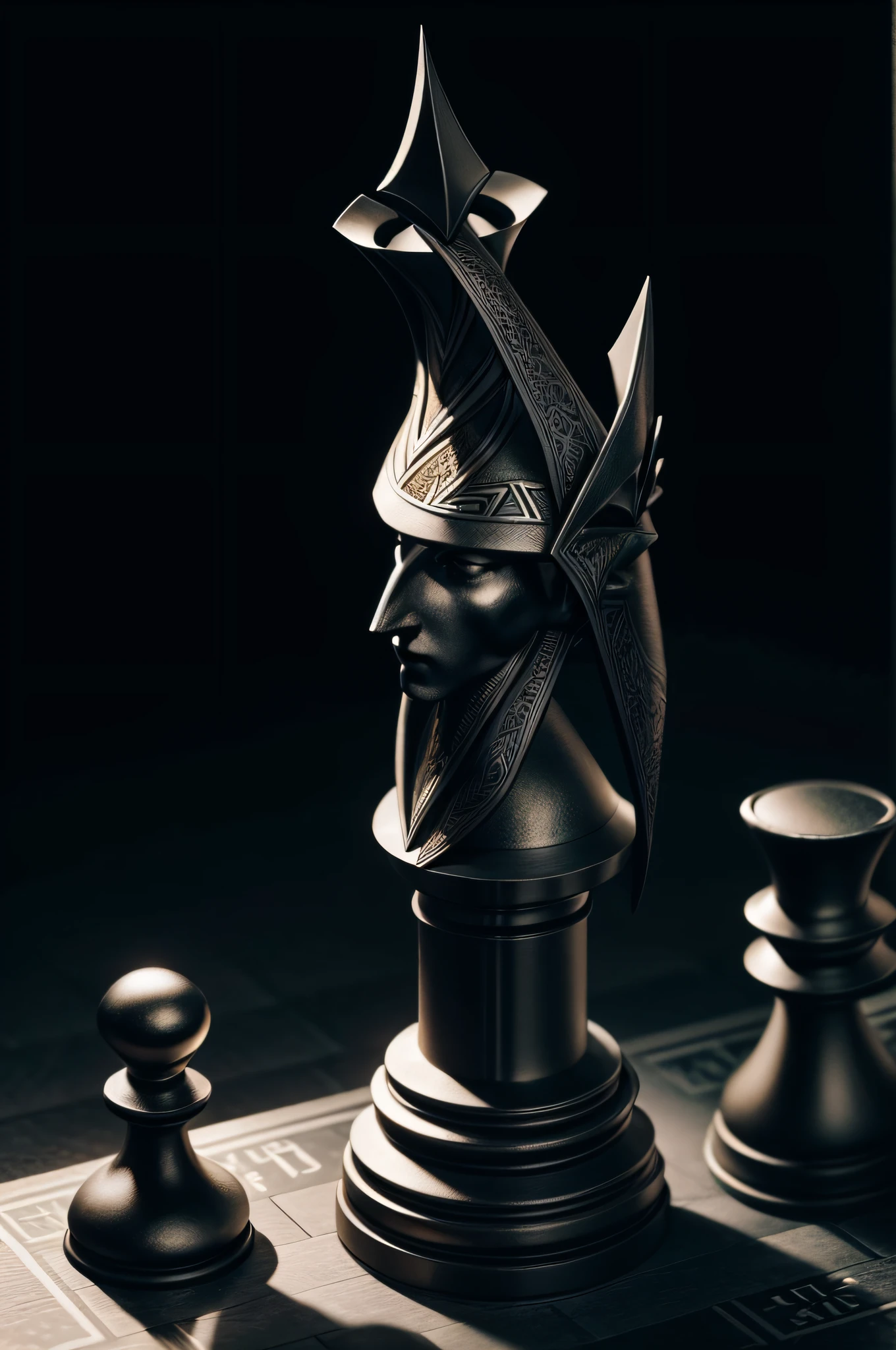 chess, chess figure rooks, single minimalistic chess figure logo with metalic accents, black wallpaper, (masterpiece, best quality, 8k, hdr, detailed texture, ultra-detailiert), ((elven aesthetic chess figure rooks))