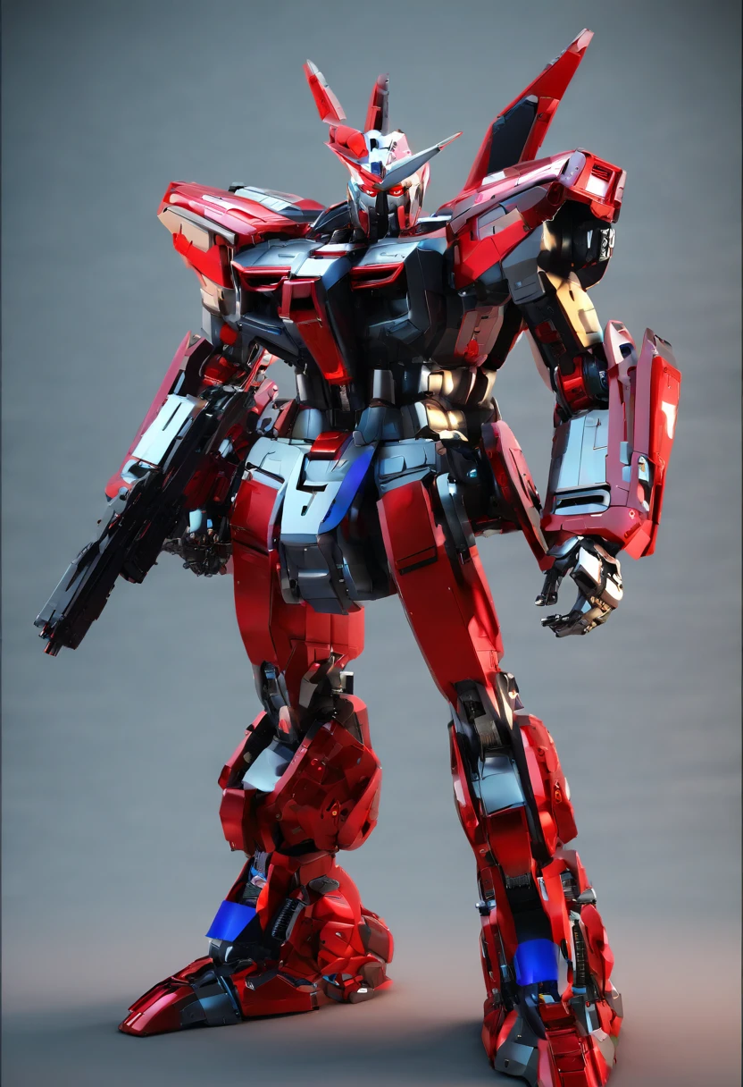 Gundam mecha , science fiction, front view, Sense of technology, C4D, Oc renderer, unreal engine, high detail, industrial design, 8k HD, studio light, red colour