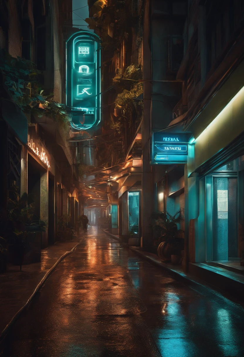 ((master part)),((best quality)),((High detail)),((Realistic,)) Cidade da era futurista, architectural streets, linhas de trem futuristas, Cyberpunk, Buildings, Noite, Cidade europeia, chuvoso, neon light
