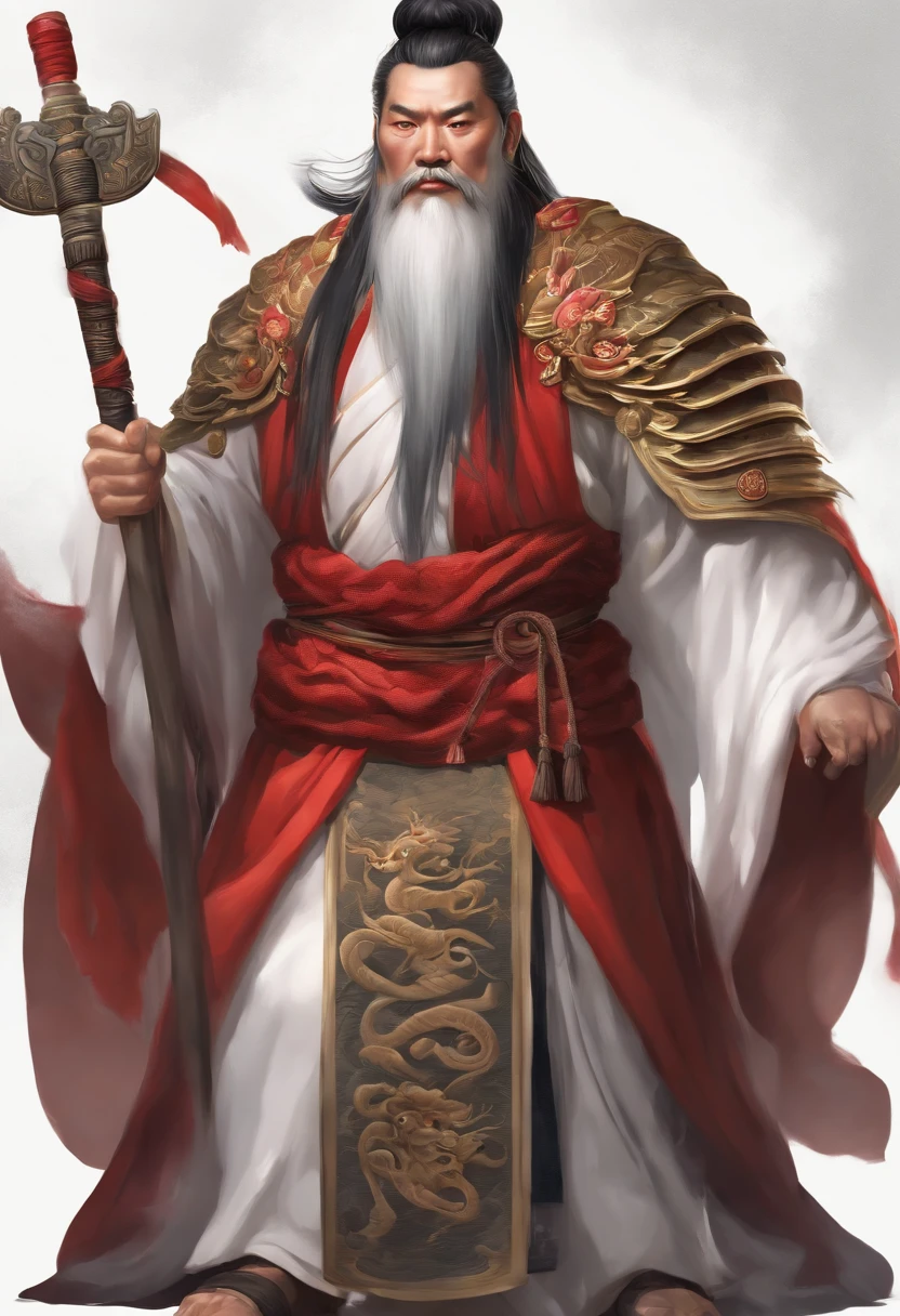 (best quality,4k,8k,highres,masterpiece:1.2),ultra-detailed,(realistic,photorealistic,photo-realistic:1.37),red-faced Qin Qiong tattoo design,red-faced Qin Qiong,new traditional tattoo style,2D,flat vector,character design,T-shirt design,Chinese style,vector art,fantasy art,watercolor effect,digital paint,clean white background,8K--with 9:16,horror,folklore,cthulhu,crimson,dark
