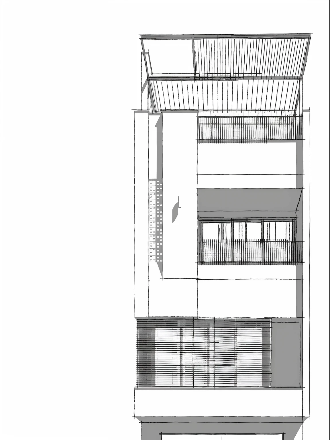 a drawing of a tall building with a lot of windows, elevation view, front elevation view, front-view, frontview, street elevation, mid-view, front elevation, side elevation, perspective view, front view, sketch - up, concept drawing, from street level, 2d side view, building facing, front perspective, conceptual, architectural drawing, view from ground