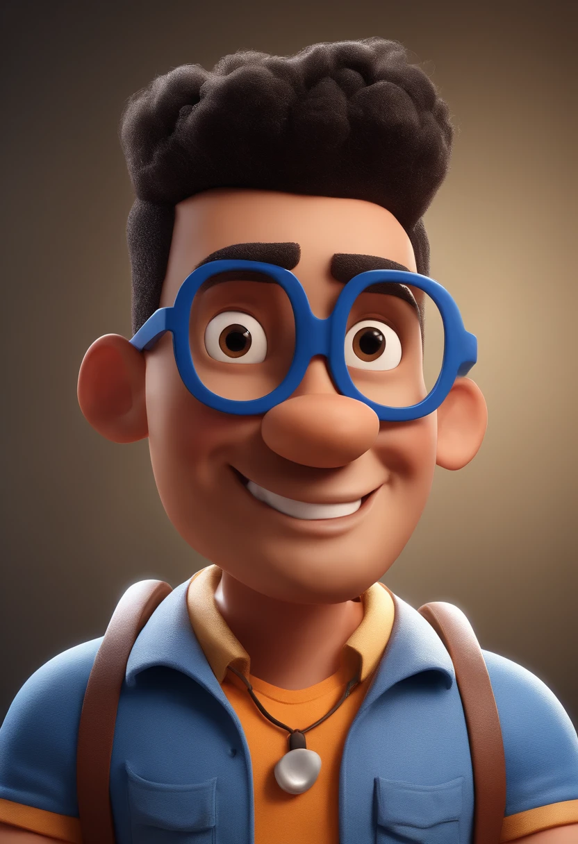 Cartoon character of a man with black glasses and a blue shirt, animation character, Caractere estilizado, animation style rendering, 3D estilizado, Arnold Maya render, 3 d render stylized, toon render keyshot, Personagem 3D, Personagem 3D, 3d rendering stylized, 3 d character render, personagem de desenho animado, Personagem de close up, Pose de personagem, (Estilo Pixar) (master part:1.2) (Bokeh) (best quality) (pele detalhada) (textura detalhada) (8k) (argila) (Cinematic lighting) (foco nítido
