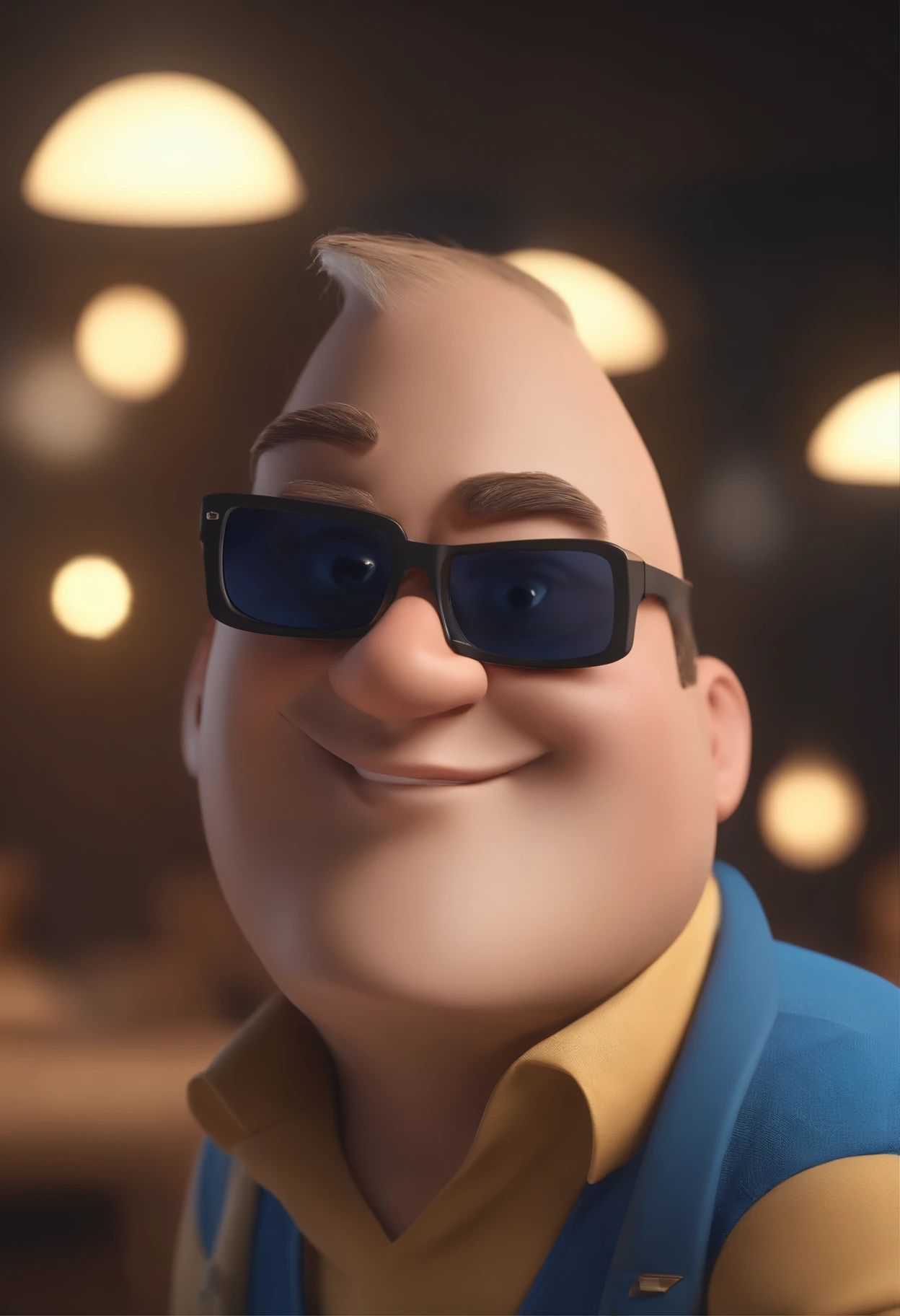 Cartoon character of a man with black glasses and a blue shirt, animation character, Caractere estilizado, animation style rendering, 3D estilizado, Arnold Maya render, 3 d render stylized, toon render keyshot, Personagem 3D, Personagem 3D, 3d rendering stylized, 3 d character render, personagem de desenho animado, Personagem de close up, Pose de personagem, (Estilo Pixar) (master part:1.2) (Bokeh) (best quality) (pele detalhada) (textura detalhada) (8k) (argila) (Cinematic lighting) (foco nítido