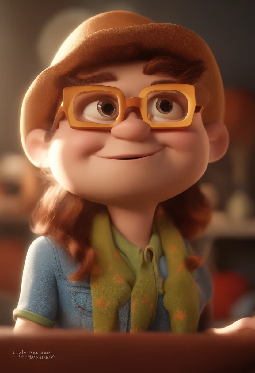 personagem dos desenhos animados de um rapaz com cabelo enrolado, Eyeglasses, A camera in hand, pele parda, animation character, Caractere estilizado, animation style rendering, 3D estilizado, Arnold Maya render, 3 d render stylized, toon render keyshot, Personagem 3D, Personagem 3D, 3d rendering stylized, 3 d character render, personagem de desenho animado, Personagem de close up, Pose de personagem,  (Estilo Pixar) (master part:1.2) (Bokeh) (best quality) (pele detalhada) (textura detalhada) (8k) (argila) (Cinematic lighting) (foco nítido