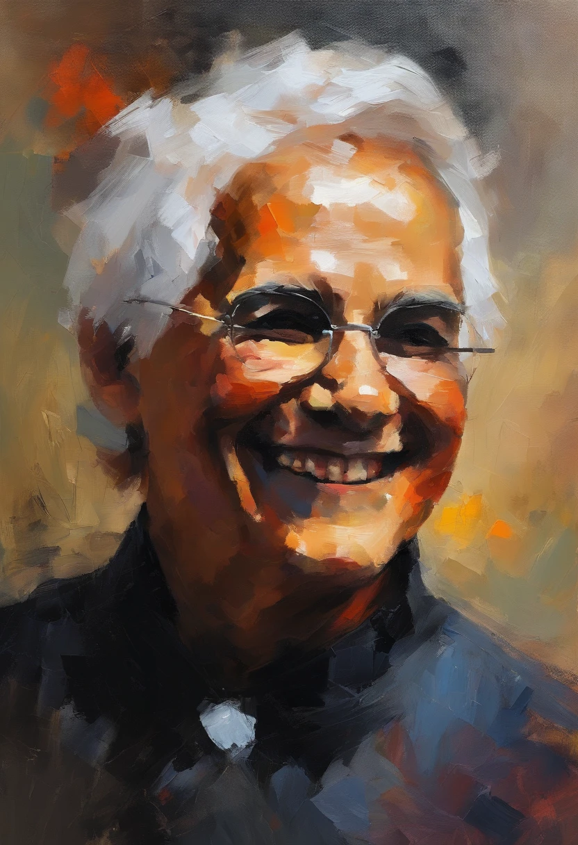 Boy, wear a blindfold, white hair, smile, black cloth