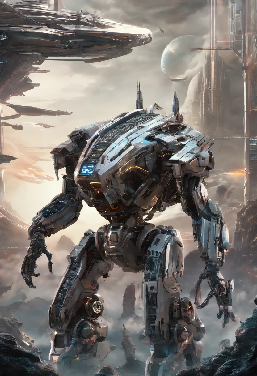 A mechanical crocodile,Complex mechanical mechanism,Metal housing,Complex wires,metalictexture,future-tech,It looks imposing,Hyper-realistic,Super lots of detail,超高分辨率