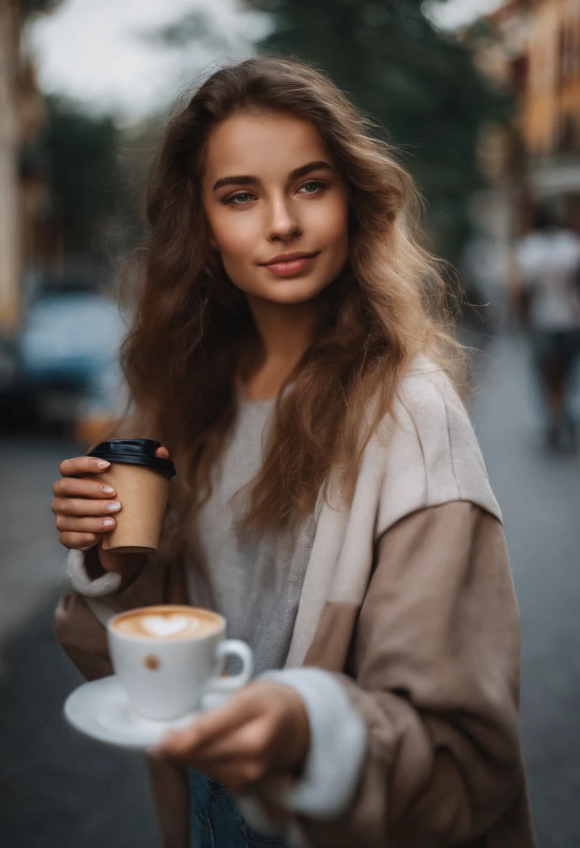 -yeld gidrinking coffee on the street