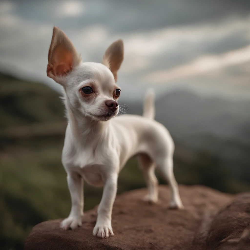 White Chihuahua next to Simba from the movie The Lion King