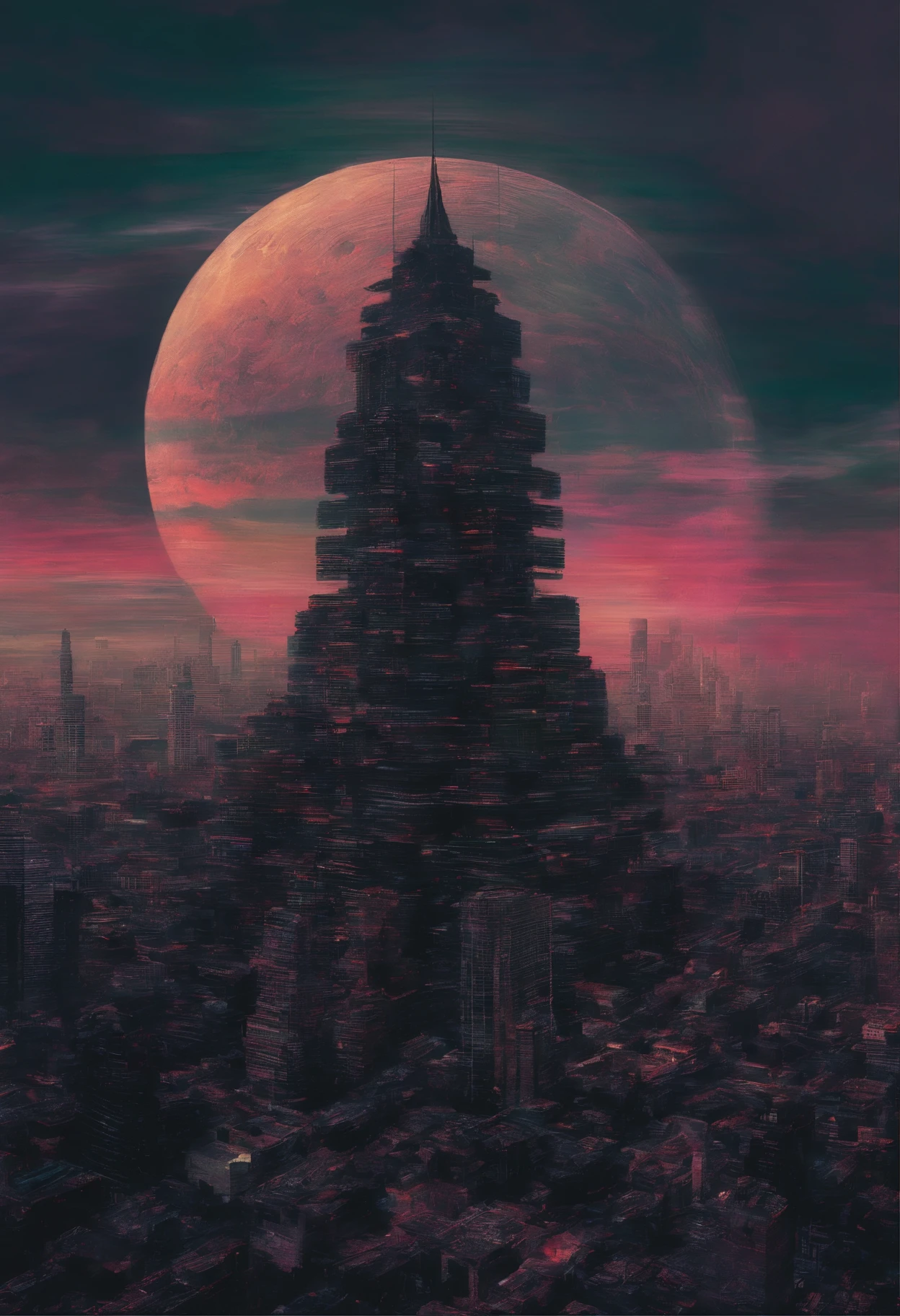Painting of a city in a colorful dress holding a frisbee, glitched fantasy painting, databending, noisy and glitched, super glitched, video glitch, Hitch, Fault art, digital glitches glitchart, blurry and glitchy, Hitch, beautiful glitch art dream, psychedelic glitch art, vivd colour.digital 2d