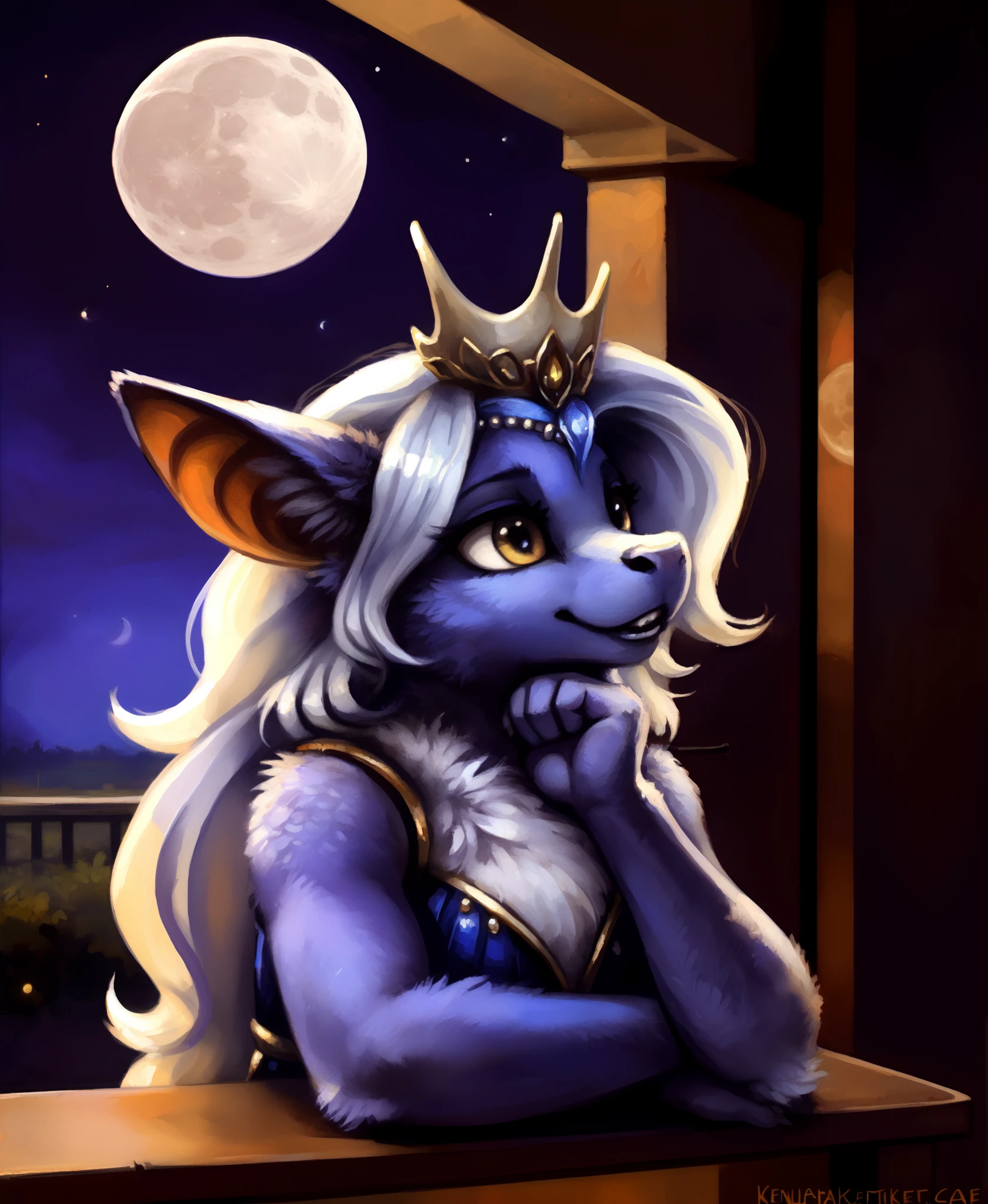 kenket, rating_safe，score_9，Cute bat pony，Furry wild pony，Luna，(Moon Princess:1.3) solo