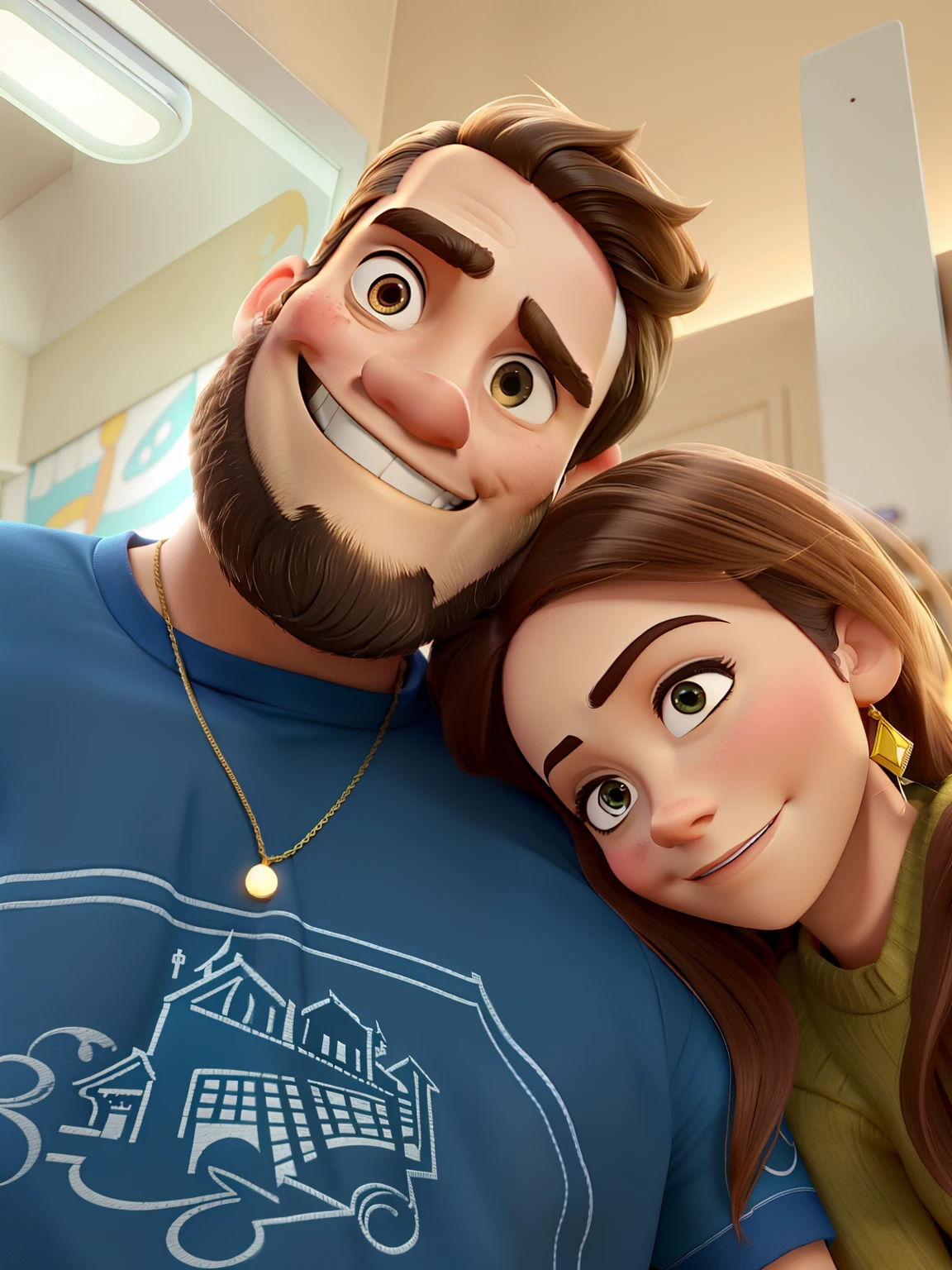 Mulher e homem com barba estilo Disney pixar,alta qualidade,melhor qualidade