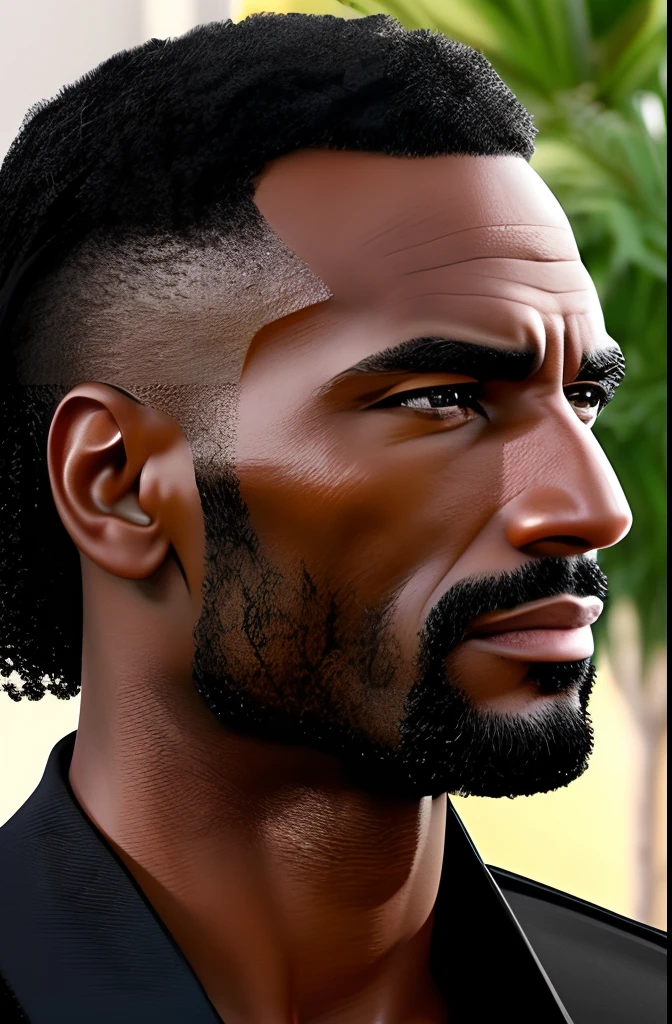 (best quality,Altas,ultra-detalhado,Realistic),homem negro de terno,Detailed expression,Rosto oculto,fechar para cima,sexy,40 anos,