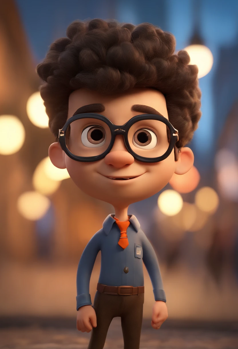 Cartoon character of a man wearing black glasses and a blue shirt, um personagem animado, Caractere estilizado, animation style rendering, 3D estilizado, Arnold Maya render, 3 d render stylized, toon render keyshot, Personagem 3D, Personagem 3D, 3d rendering stylized, 3 d character render, personagem de desenho animado, Personagem de close up, Pose de personagem,  (Estilo Pixar) (master part:1.2) (Bokeh) (best quality) (pele detalhada) (textura detalhada) (8k) (argila) (Cinematic lighting) (foco nítido
