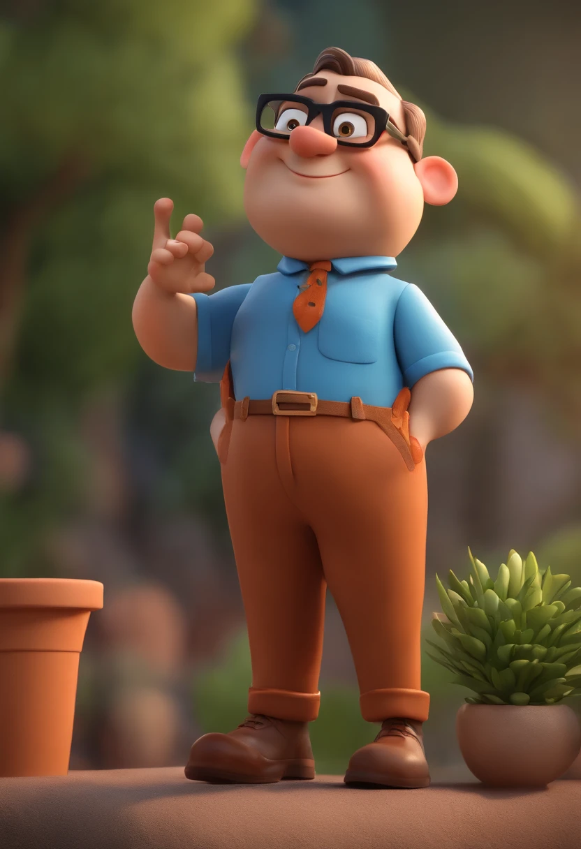 Cartoon character of a man wearing black glasses and a blue shirt, um personagem animado, Caractere estilizado, animation style rendering, 3D estilizado, Arnold Maya render, 3 d render stylized, toon render keyshot, Personagem 3D, Personagem 3D, 3d rendering stylized, 3 d character render, personagem de desenho animado, Personagem de close up, Pose de personagem, (Estilo Pixar) (master part:1.2) (Bokeh) (best quality) (pele detalhada) (textura detalhada) (8k) (argila) (Cinematic lighting) (foco nítido