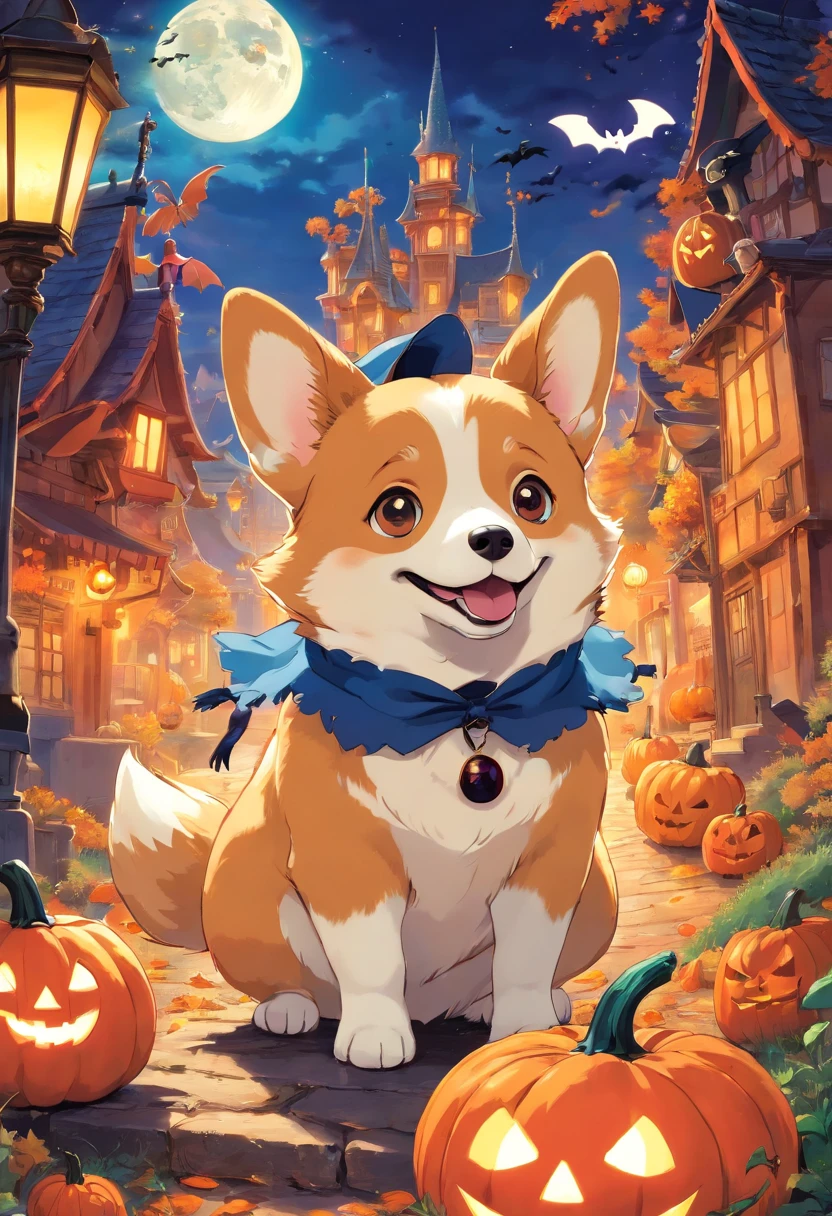 Corgi em fantasia de Halloween