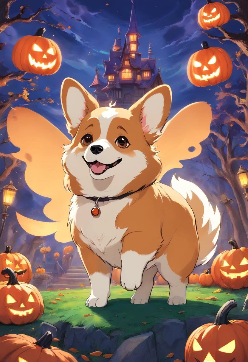 Corgi em fantasia de Halloween