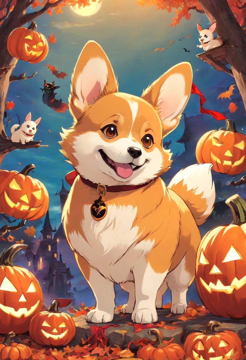 Corgi em fantasia de Halloween