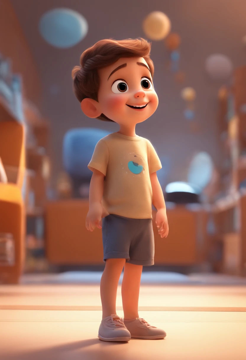 a happy cute ??? standing short hair, vestindo uma fantasia espacial, , fundo branco, barnet, toon, estilo pixar, 3d, desenhos animados, rosto detalhado, asymmetrical 16k