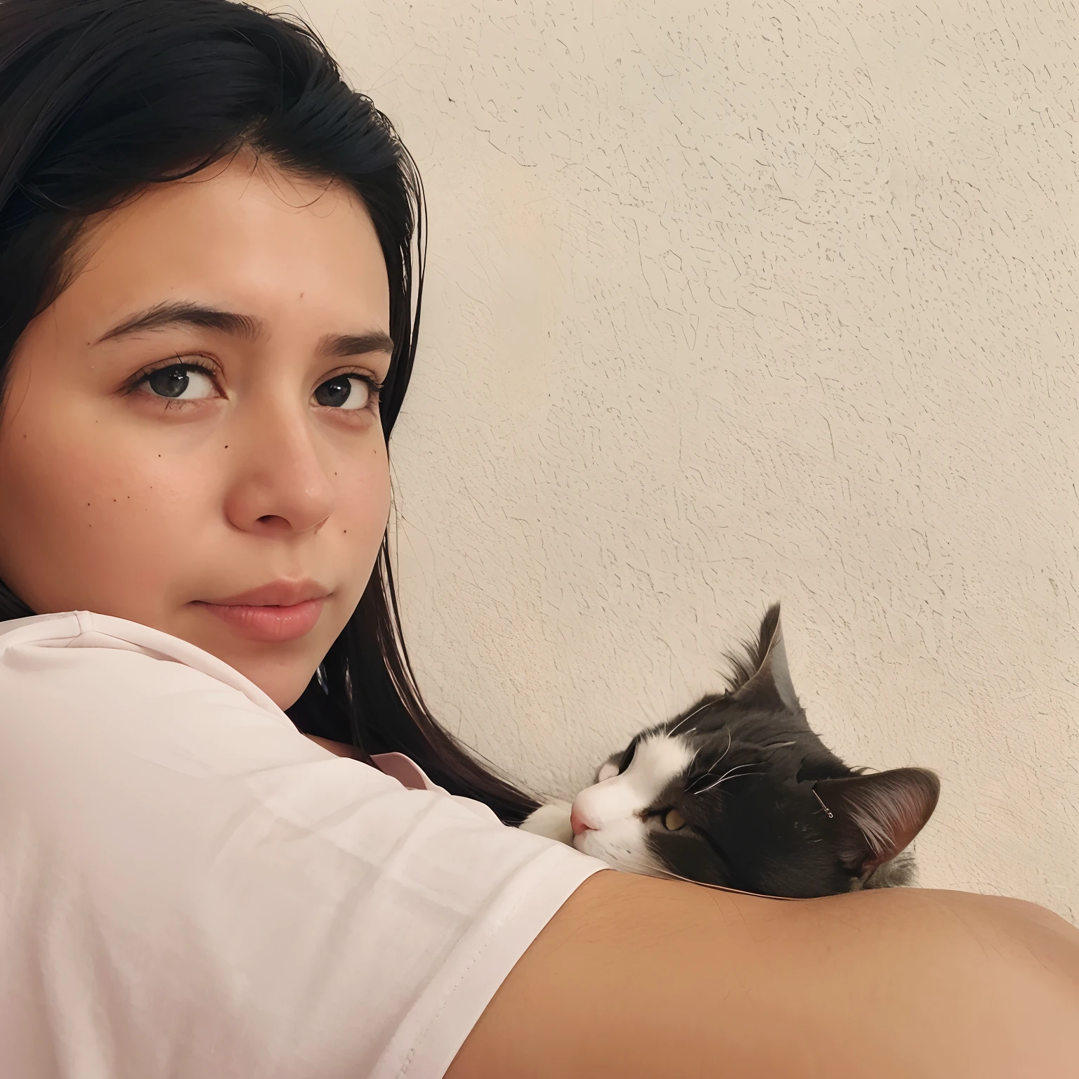 There is a woman holding a cat in her arms, she is holding a cat in her arms, com gato pequeno no colo, segurando um gato, bochechas grandes segurando seu gato, Directed by: Nandor Soldier, mulher e gato, Segurando uma espada, there is a cat next to her, com gatos ao seu lado, cuddling her gremlings