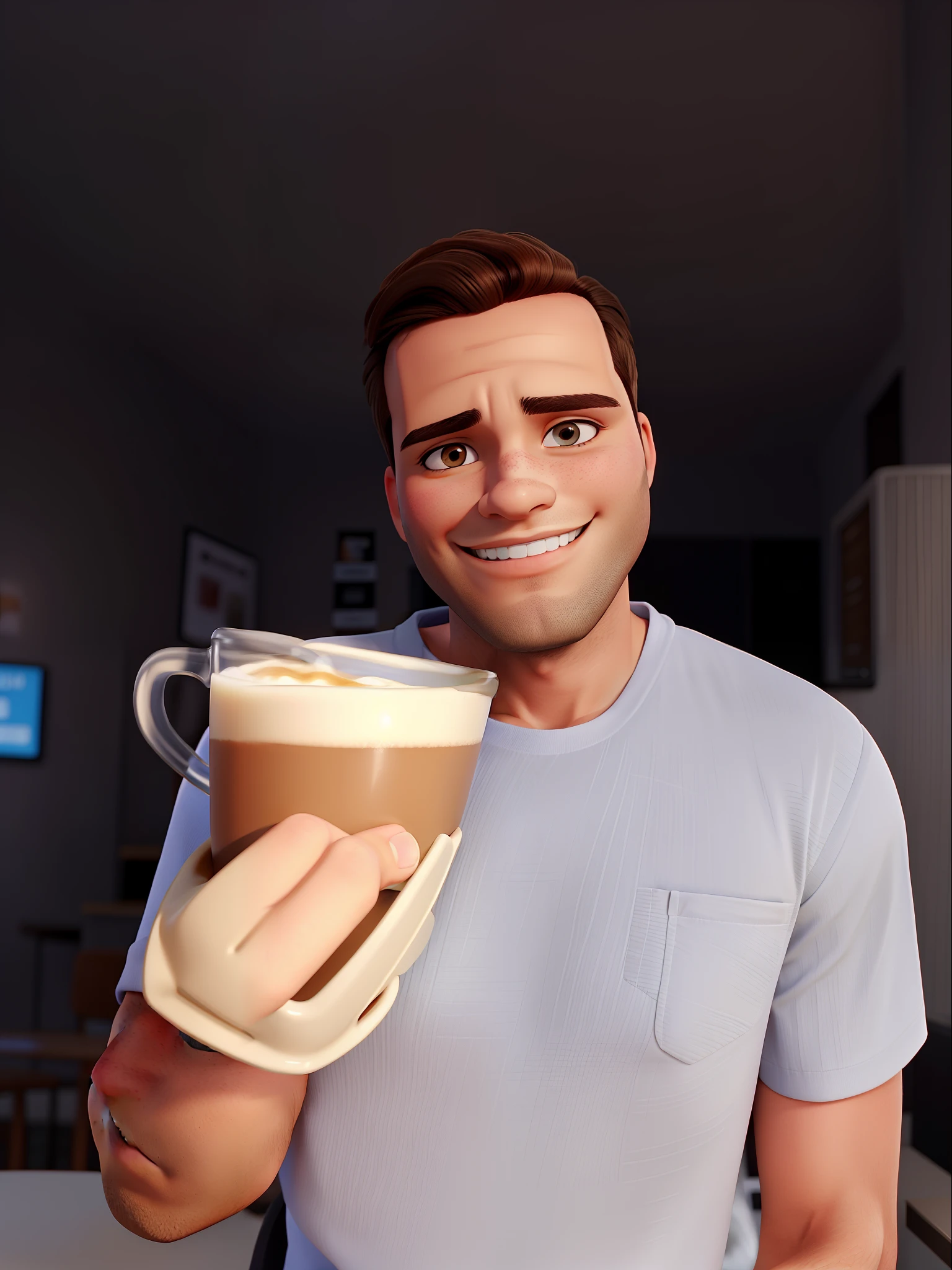 Brunette man drinking coffee. alta resolução. Muita qualidade.