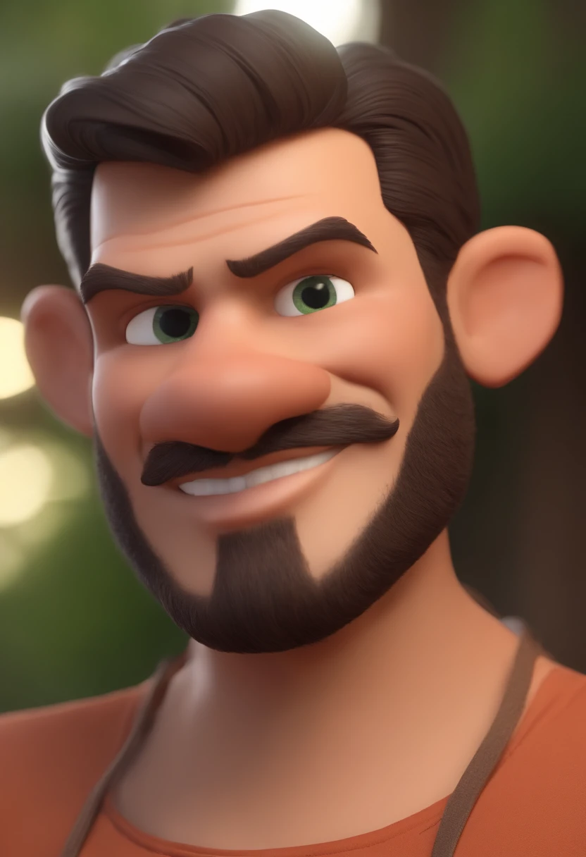 Cartoon character of a man crie um personagem no estilo pixar da disney, homem, branco, cabelos longos loiros soltos ao vento, olhos verdes, sorrindo, barba,, animation character, Caractere estilizado, Rendering Animation Styles, 3D estilizado, Arnold Maya render, 3D render estilizado, Toon renderizar keyshot, Personagem 3D, Personagem 3D, 3d rendering stylized, 3 d character render, Personagem de desenho animado, Personagem de close-up, Pose do personagem, (Estilo Pixar) (Obra prima:1.2) (Bokeh) (melhor qualidade) (Pele detalhada) (Textura detalhada) (8k) (argila) (Cinematic lighting) (foco nítido