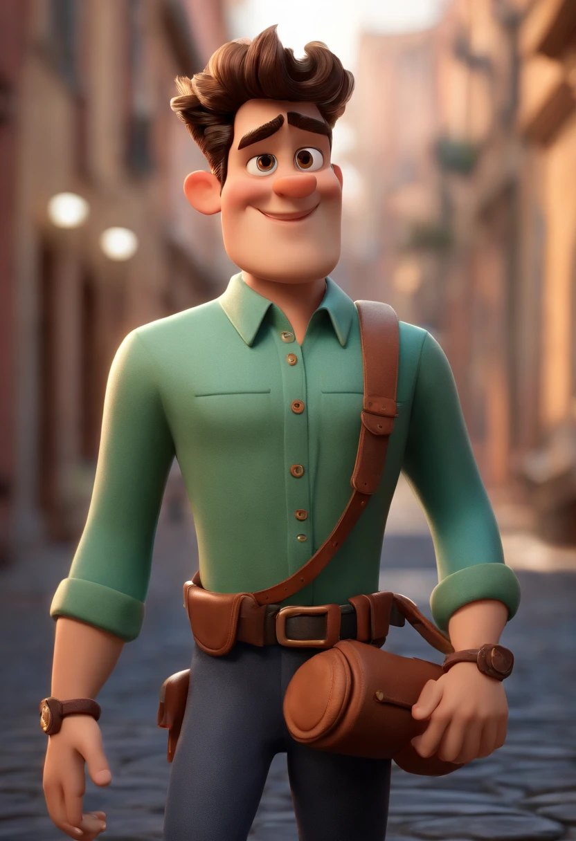 personagem dos desenhos animados de um homem  com uma camisa azul, animation character, Caractere estilizado, animation style rendering, 3D estilizado, Arnold Maya render, 3 d render stylized, toon render keyshot, Personagem 3D, Personagem 3D, 3d rendering stylized, 3 d character render, personagem de desenho animado, Personagem de close up, Pose de personagem,  (Estilo Pixar) (master part:1.2) (Bokeh) (best quality) (pele detalhada) (textura detalhada) (8k) (argila) (Cinematic lighting) (foco nítido