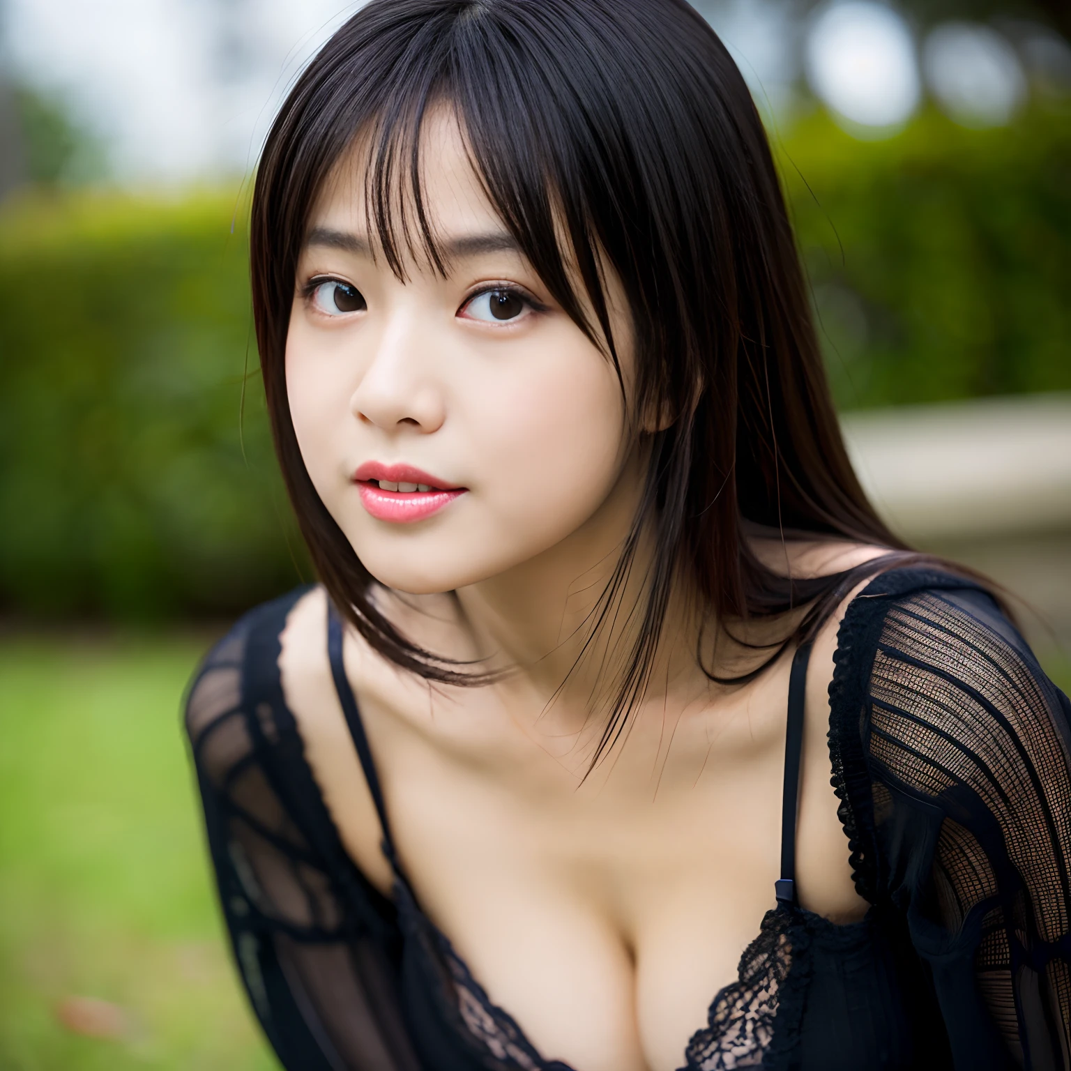 best quality, masterpiece, ultra high res, (photorealistic:1.4), RAW photo, 

from above, portrait, 
1girl, the most Japanese popular idol, 
wearing very loose sweater and sexy designed bra, leaning forward, 

extremely cute face, absolutely beautiful big black eyes, pretty wet lips, amazingly beautiful small breasts, beautiful black hair, exactly beautiful skins, 

detailed face, detailed eyes, detailed lips, detailed breasts, detailed hair, detailed skin