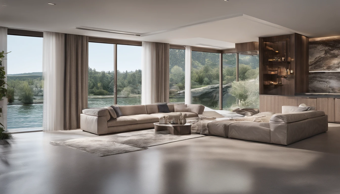 Ein Haus steht in mitten einer endzeit welt am ufer eines see, strassen und wege sind verwittert, lange ist es her als die katastrophe kam