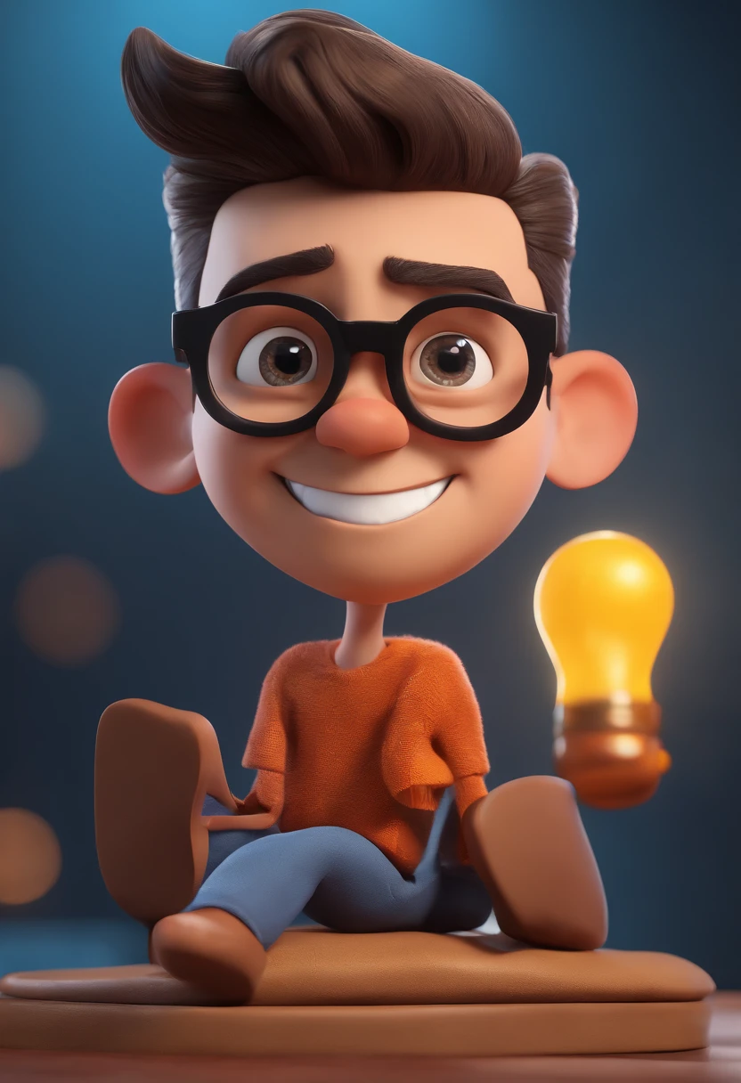 Cartoon character of a man with black glasses and a blue shirt, animation character, Caractere estilizado, animation style rendering, 3D estilizado, Arnold Maya render, 3 d render stylized, toon render keyshot, Personagem 3D, Personagem 3D, 3d rendering stylized, 3 d character render, personagem de desenho animado, Personagem de close up, Pose de personagem,  (Estilo Pixar) (master part:1.2) (Bokeh) (best quality) (pele detalhada) (textura detalhada) (8k) (argila) (Cinematic lighting) (foco nítido