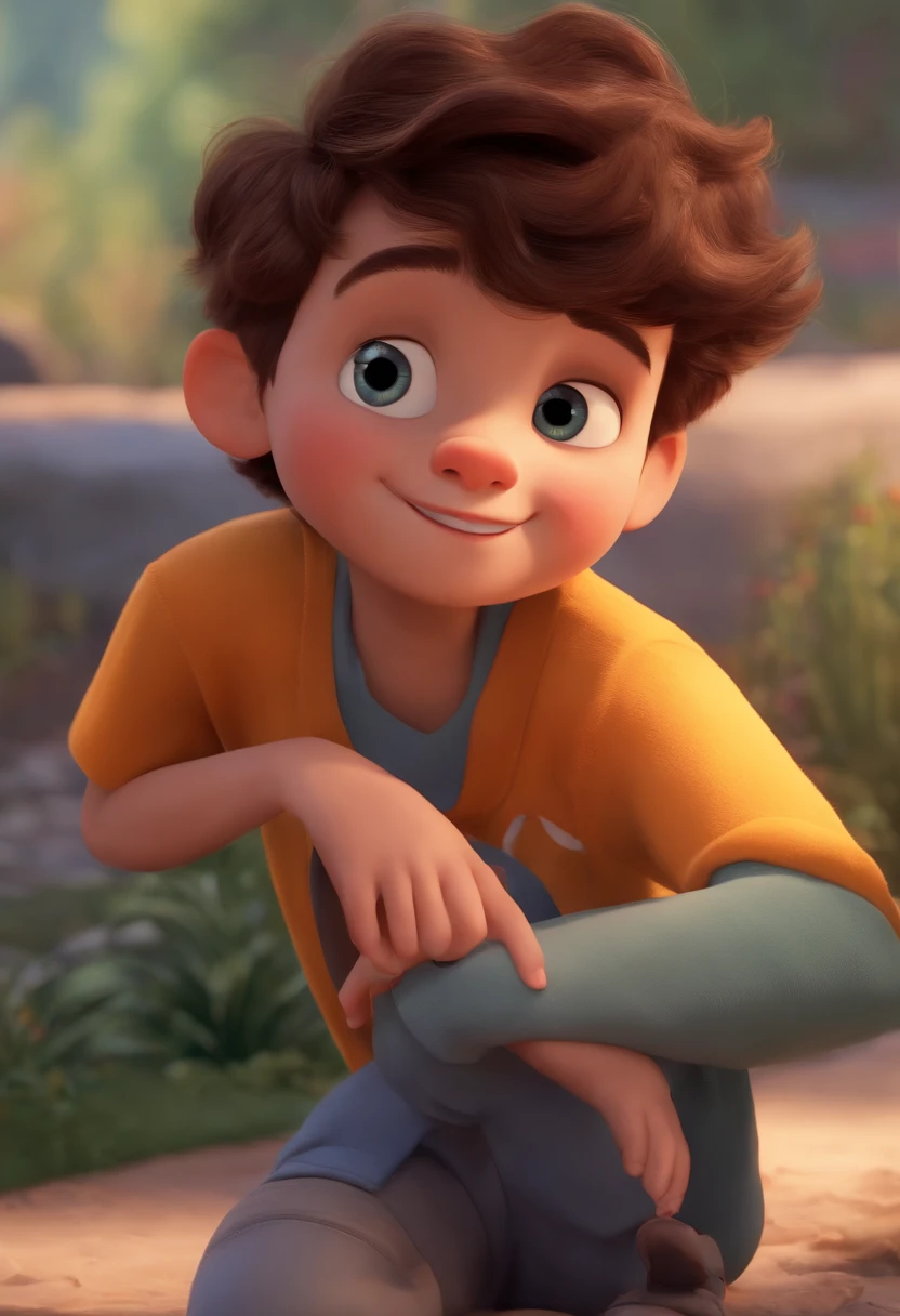 Image of a boy for a story in a YouTube video in Pixar format, He's the  allabester, He's the class leader, He's outgoing, Playful and gets up for a lot of things