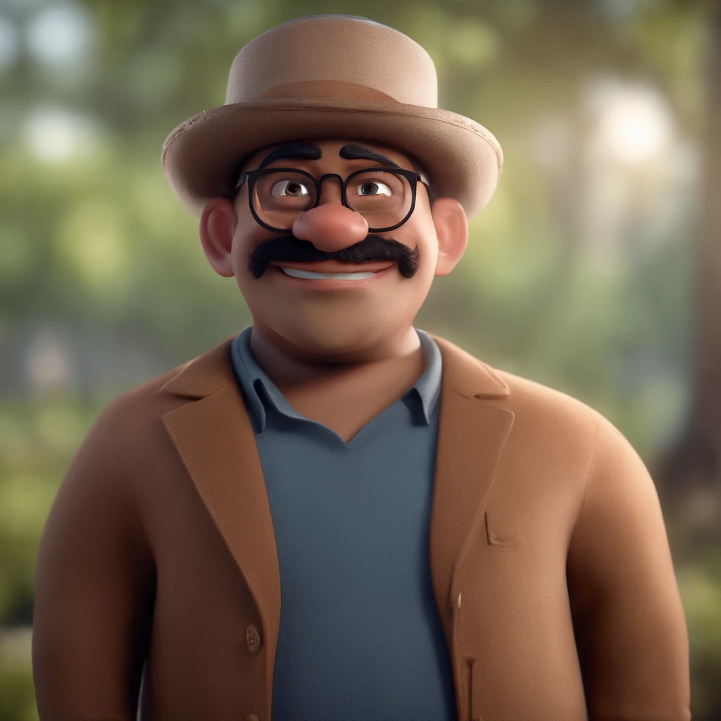 Cartoon character of a man wearing black glasses and a blue shirt, um personagem animado, Caractere estilizado, animation style rendering, 3D estilizado, Arnold Maya render, 3 d render stylized, toon render keyshot, Personagem 3D, Personagem 3D, 3d rendering stylized, 3 d character render, personagem de desenho animado, Personagem de close up, Pose de personagem, (Estilo Pixar) (master part:1.2) (Bokeh) (best quality) (pele detalhada) (textura detalhada) (8k) (argila) (Cinematic lighting) (foco nítido，Senta e vaza a parte superior do corpo