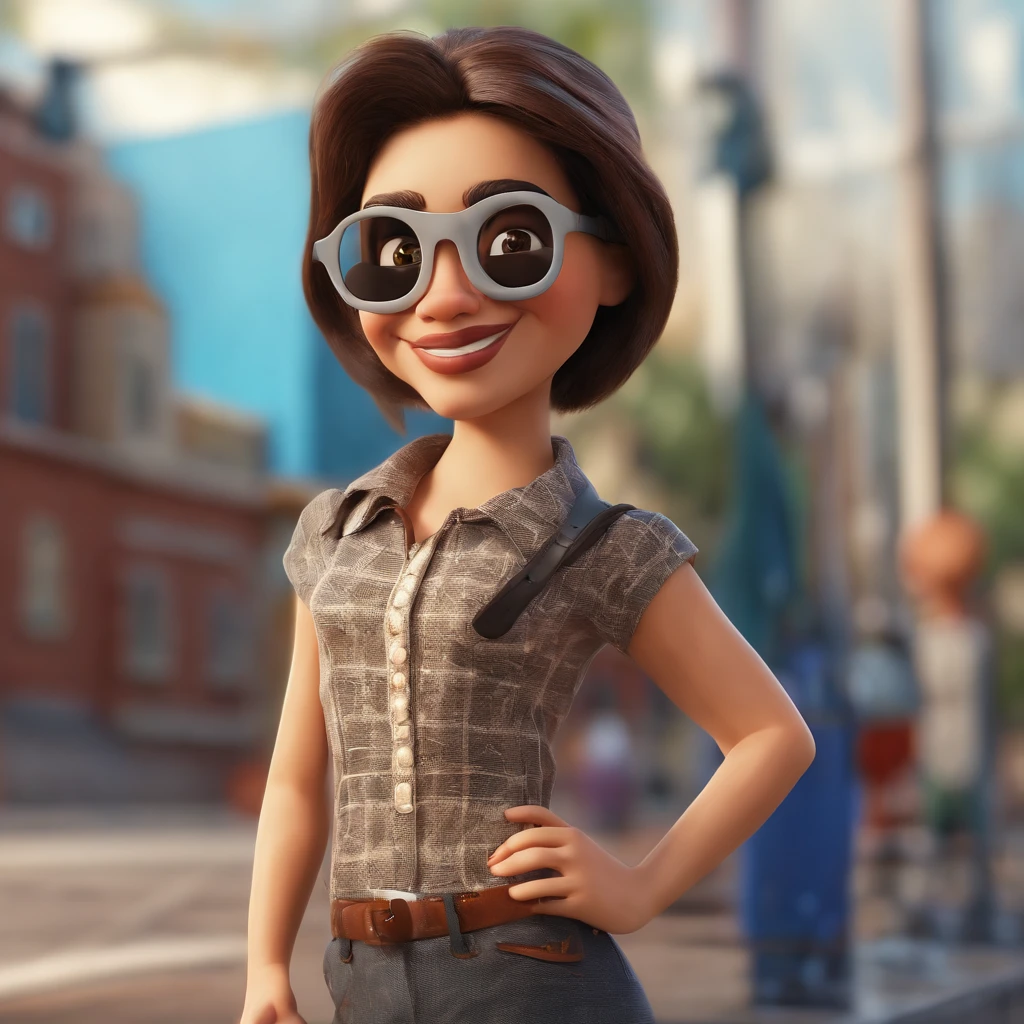 Cartoon character of a man wearing black glasses and a blue shirt, um personagem animado, Caractere estilizado, animation style rendering, 3D estilizado, Arnold Maya render, 3 d render stylized, toon render keyshot, Personagem 3D, Personagem 3D, 3d rendering stylized, 3 d character render, personagem de desenho animado, Personagem de close up, Pose de personagem, (Estilo Pixar) (master part:1.2) (Bokeh) (best quality) (pele detalhada) (textura detalhada) (8k) (argila) (Cinematic lighting) (foco nítido，Senta e vaza a parte superior do corpo