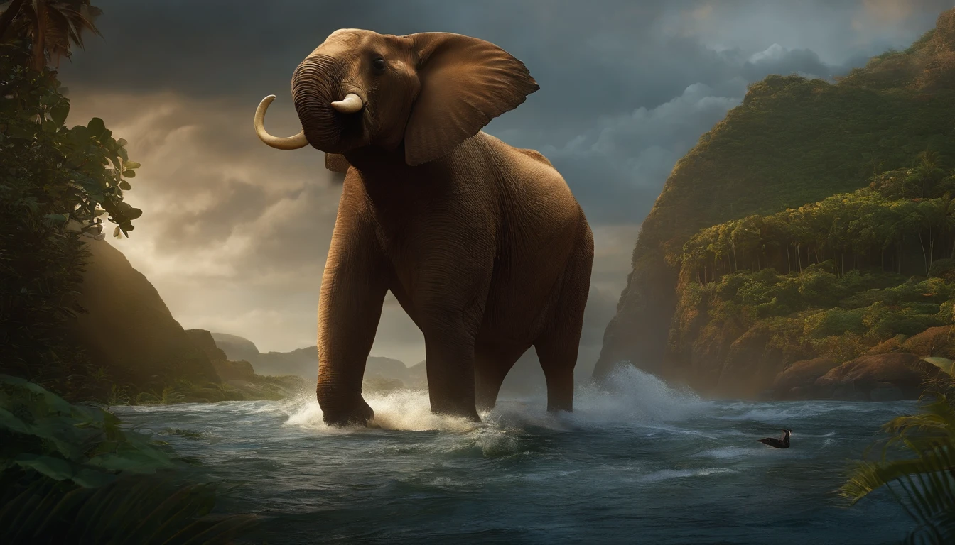 create a Noah scene, reunindo todos os animais de todos os tipos enquanto eles entram pacificamente na arca.