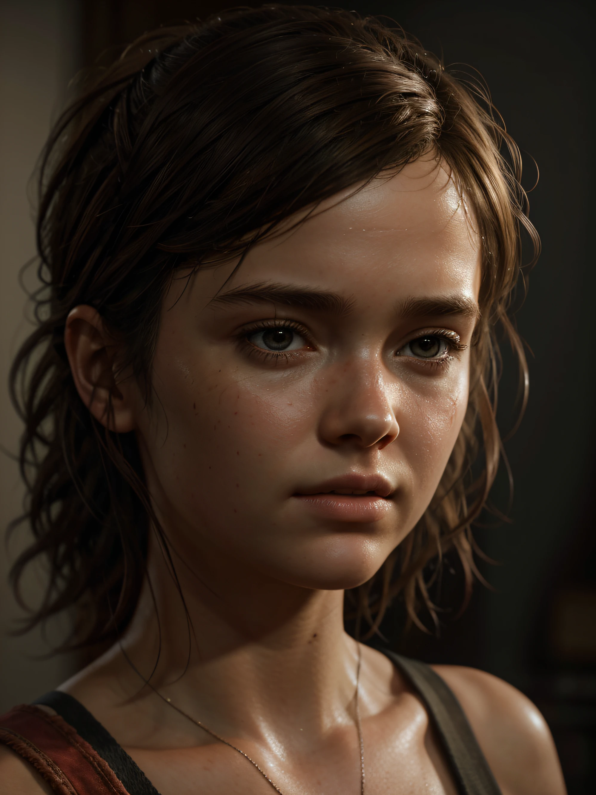 (the last of us:0.9), (Ellie:0.9), natural hair, realistic portrait, 4k, supreme detail, highly detailed, artstation, smooth, sharp focus, cinematic lighting