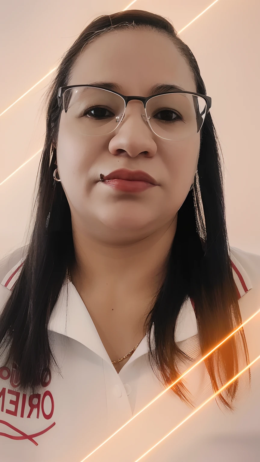 There's a woman with glasses and a white shirt, imagem frontal, foto de perfil profissional, Directed by: Nandor Soldier, imagem de perfil, imagem de qualidade muito baixa, Foto Profissional, retrato frontal, 2 7 anos, inspired by Gina Pellón, Lorena Avarez, Por Reyna Rochin, non blurry, Alanis Guillen