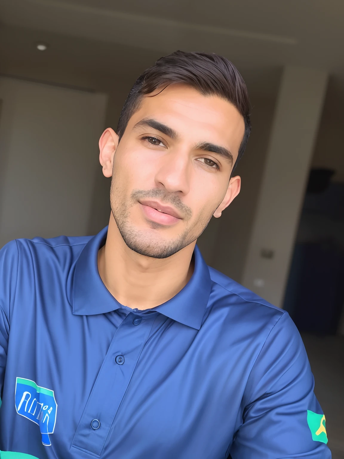 Homem de camisa azul sentado em uma mesa com um prato de comida, Borja, icaro carvalho, caio santos, andres rios, david rios ferreira, mateus 9 5, imagem frontal, Manuel Sanjulianblue, Cristiano Orrillo, Carmelo Blandino, danilo torres, Alejandro, Camilo GC, Joel Torres