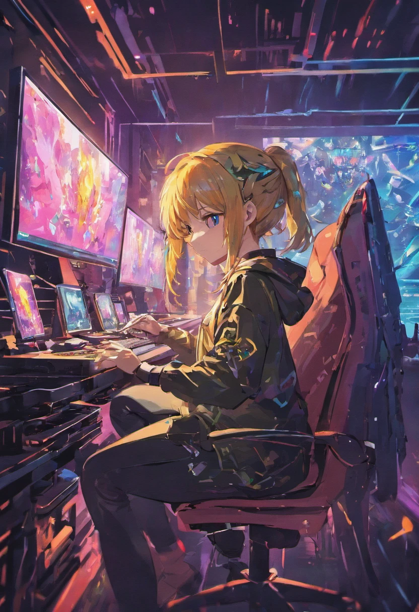 metal designer working on something in front of a gaming computer