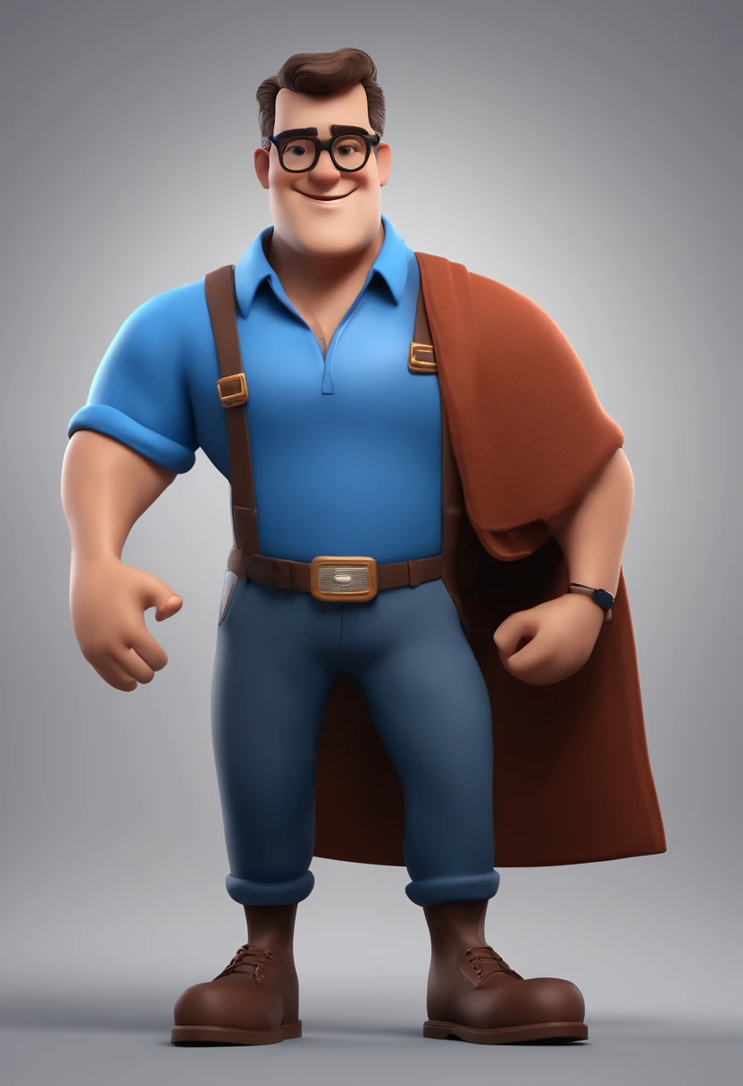 Cartoon character of a man with black glasses and a blue shirt, animation character, Caractere estilizado, animation style rendering, 3D estilizado, Arnold Maya render, 3 d render stylized, toon render keyshot, Personagem 3D, Personagem 3D, 3d rendering stylized, 3 d character render, personagem de desenho animado, Personagem de close up, Pose de personagem,  (Estilo Pixar) (master part:1.2) (Bokeh) (best quality) (pele detalhada) (textura detalhada) (8k) (argila) (Cinematic lighting) (foco nítido
