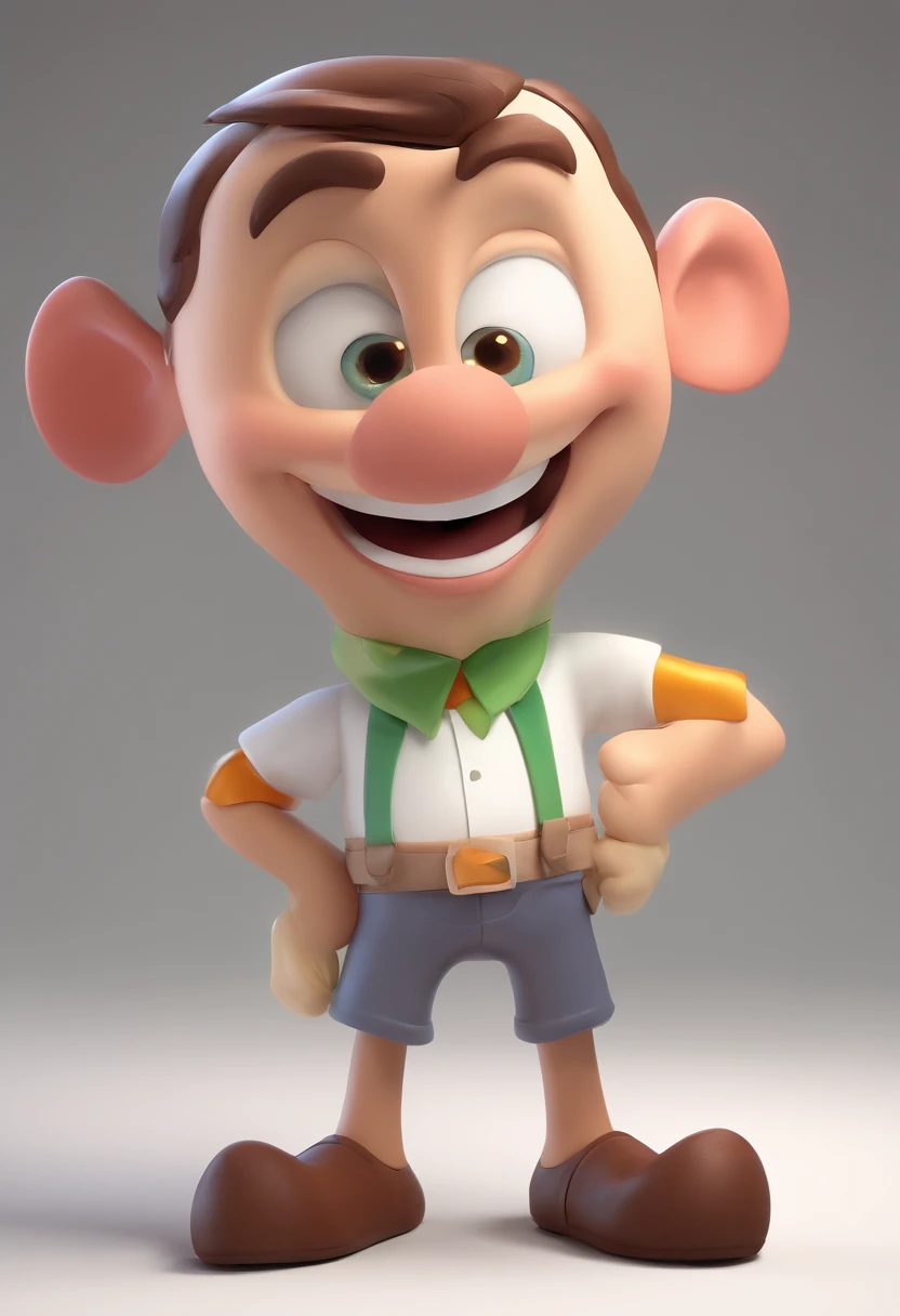 Smiling Man Illustration, sorriso insano, Homem de pele marrom com um sorriso gigante, happily smiling at the camera, sorriso atrevido, he's smiling, sorriso muito grande, Macho sorridente, foto de perfil headshot, rindo sorriso enorme, desenhando no estilo de Arte 3D, c4d, fundo de cor branco puro, estilo disney, estilo pixar render ilustracao Super Detalhe, 8k