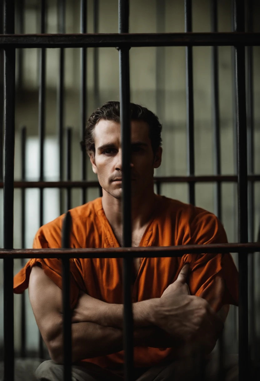 I want a picture of a man in prison that shows his face well while he is physically weak and behind bars
