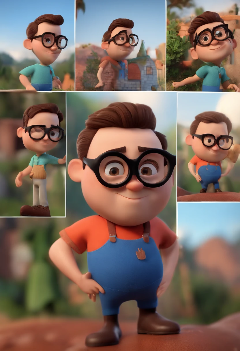 Cartoon character of a man with black glasses and a blue shirt, animation character, Caractere estilizado, animation style rendering, 3D estilizado, Arnold Maya render, 3 d render stylized, toon render keyshot, Personagem 3D, Personagem 3D, 3d rendering stylized, 3 d character render, personagem de desenho animado, Personagem de close up, Pose de personagem, (Estilo Pixar) (master part:1.2) (Bokeh) (best quality) (pele detalhada) (textura detalhada) (8k) (argila) (Cinematic lighting) (foco nítido