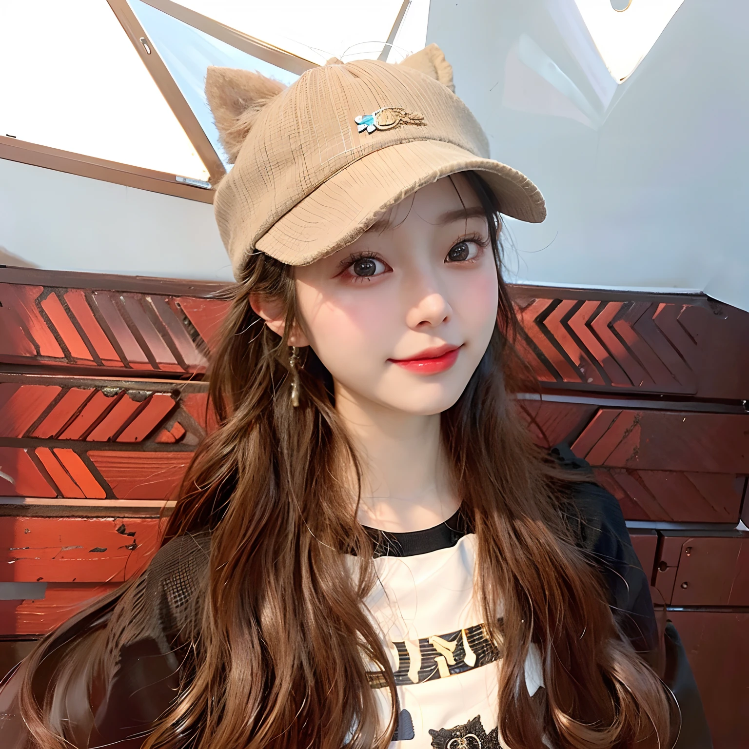 (Hyper-realistic) , (Increase the resolution), (8K), (extremely detaile), (美丽细致的眼睛), (best qualtiy), (ultra - detailed), (tmasterpiece), ( the wallpaper), (详细的脸), 独奏,1个Giant Breast Girl, looking at viewert, exquisite detailing, 详细的脸, low tune, ssmile,Sweaters.18 years old cute