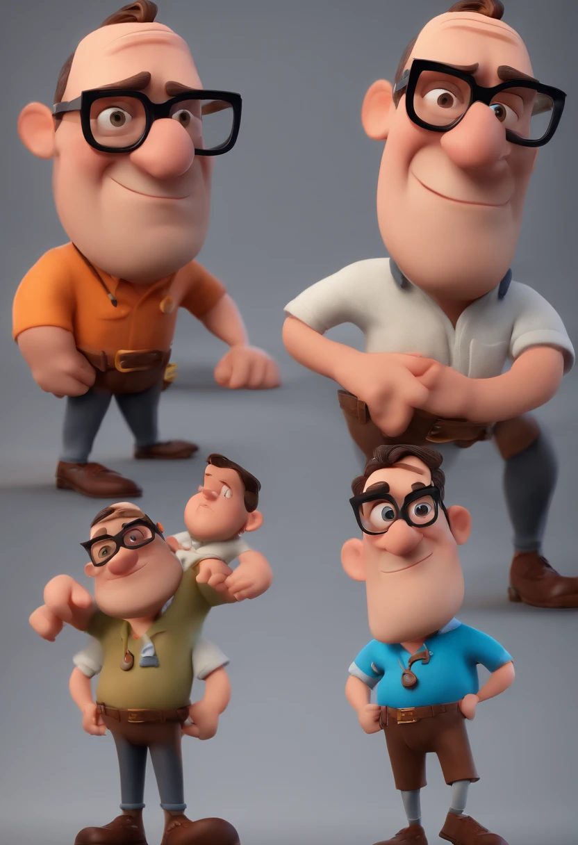 Cartoon character of a man with black glasses and a blue shirt, animation character, Caractere estilizado, animation style rendering, 3D estilizado, Arnold Maya render, 3 d render stylized, toon render keyshot, Personagem 3D, Personagem 3D, 3d rendering stylized, 3 d character render, personagem de desenho animado, Personagem de close up, Pose de personagem, (Estilo Pixar) (master part:1.2) (Bokeh) (best quality) (pele detalhada) (textura detalhada) (8k) (argila) (Cinematic lighting) (foco nítido