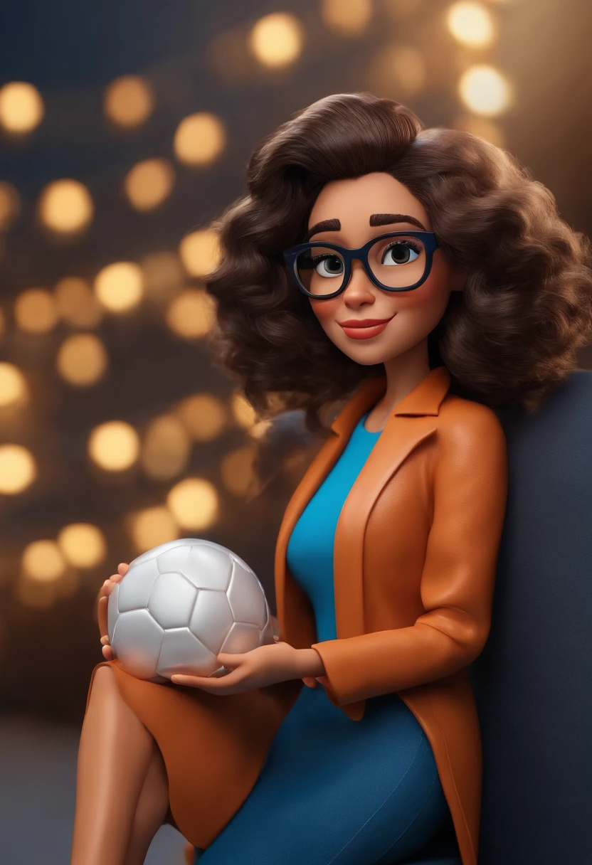 Cartoon character of a woman with black glasses and a blue blouse, cabelos curto pretos  1.Animation Character of 1.60 cm de altura, Caractere estilizado, animation style rendering, 3D estilizado, Arnold Maya render, 3 d render stylized, toon render keyshot, Personagem 3D, Personagem 3D, 3d rendering stylized, 3 d character render, personagem de desenho animado, Personagem de close up, Pose de personagem,  (Estilo Pixar) (master part:1.2) (Bokeh) (best quality) (pele detalhada) (textura detalhada) (8k) (argila) (Cinematic lighting) (foco nítido