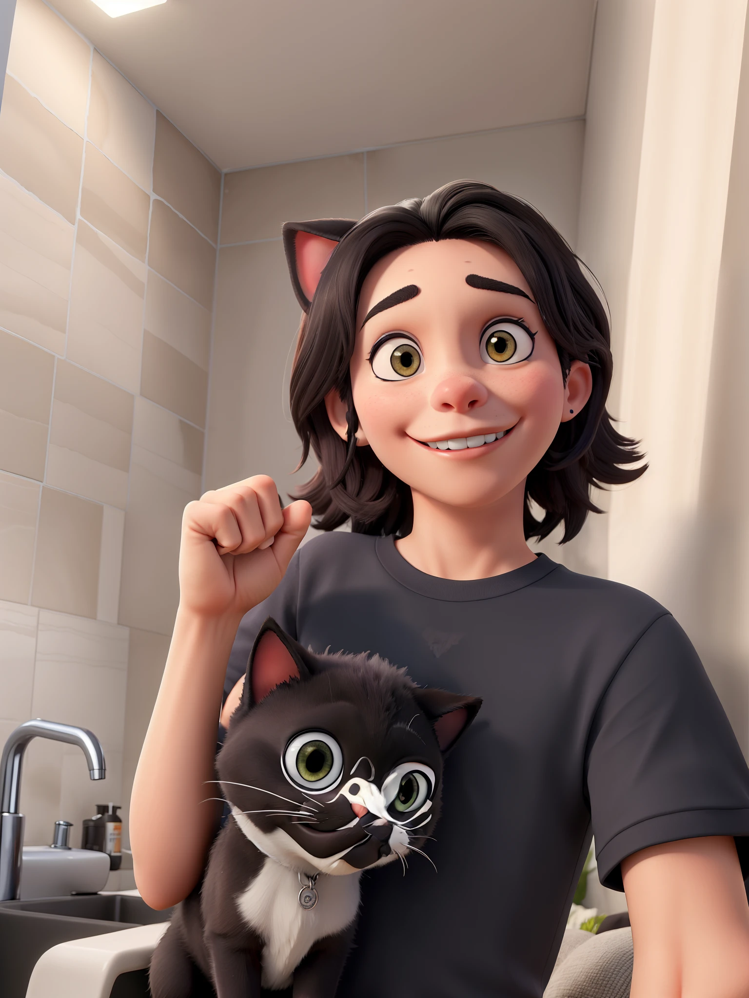 Crie uma bruxa com um gato preto
