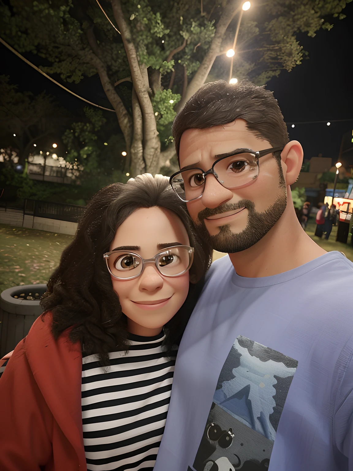 Retrato de um casal de namorados, com roupa debranca, meio corpo, olhando para o telespectador, sorrindo, estilo chibi, cenario de Paris , fundo desfocado, profundidade de campo, detalhado, desenho animado, desenho com tracos do desenhista alex ross, unreal engine, 8k