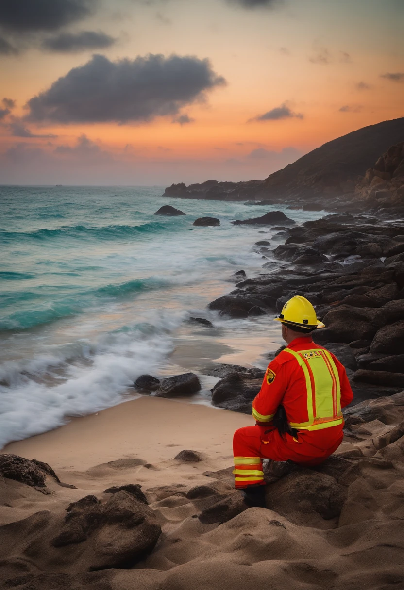 Um homem desaprecido encontrado pelos bombeiros em uma praia ,