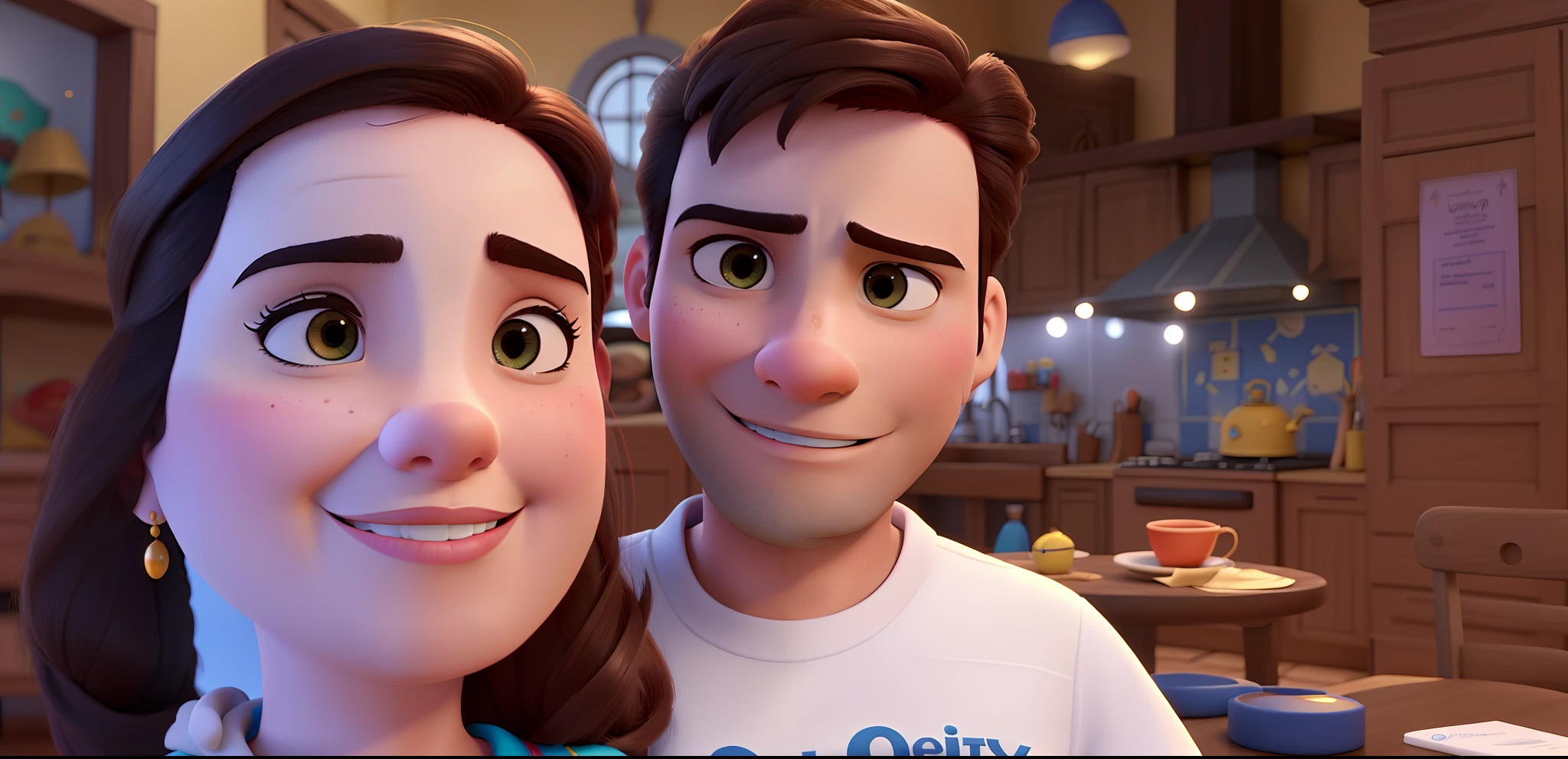 Um casal branco estilo disney pixar, alta qualidade, melhor qualidade