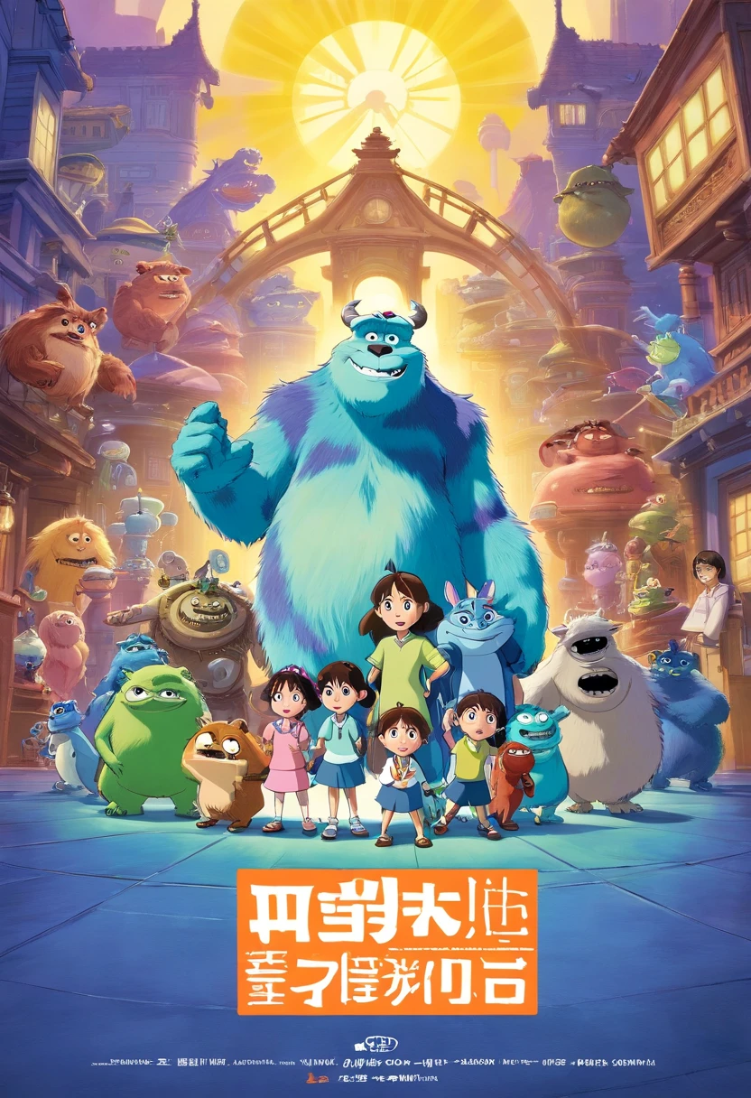 monsters, inc, and other characters are standing in a circle, monsters inc pixar, monsters inc, still from a 2001 pixar movie, pixar cartoon, pixar movie still, disney pixar movie still, frame from pixar movie, still from the pixar movie, still from pixar movie, pixar character design, pixar movie scene, pixar coronavirus movie
