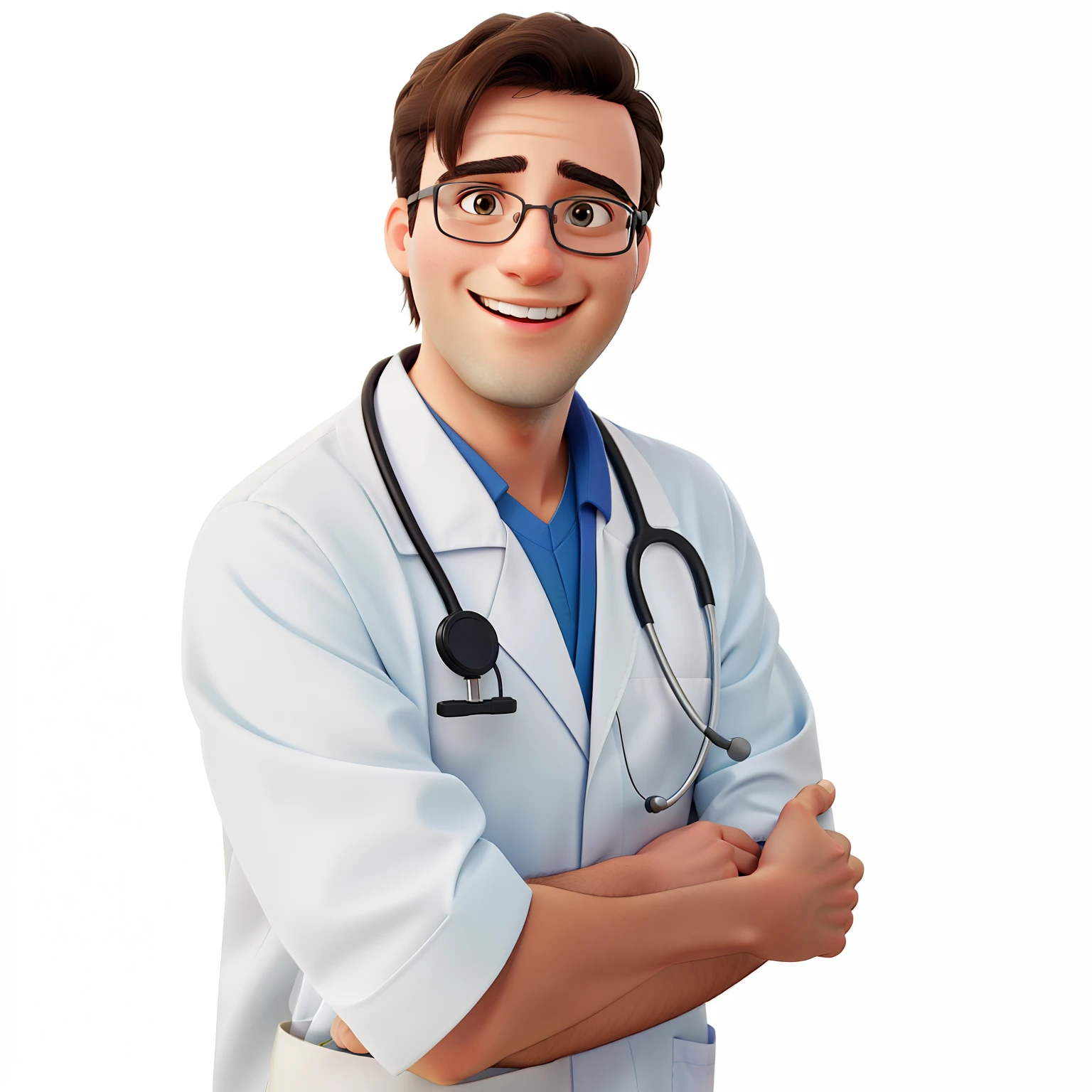 A happy doctor wearing stethoscope against the backdrop of an office